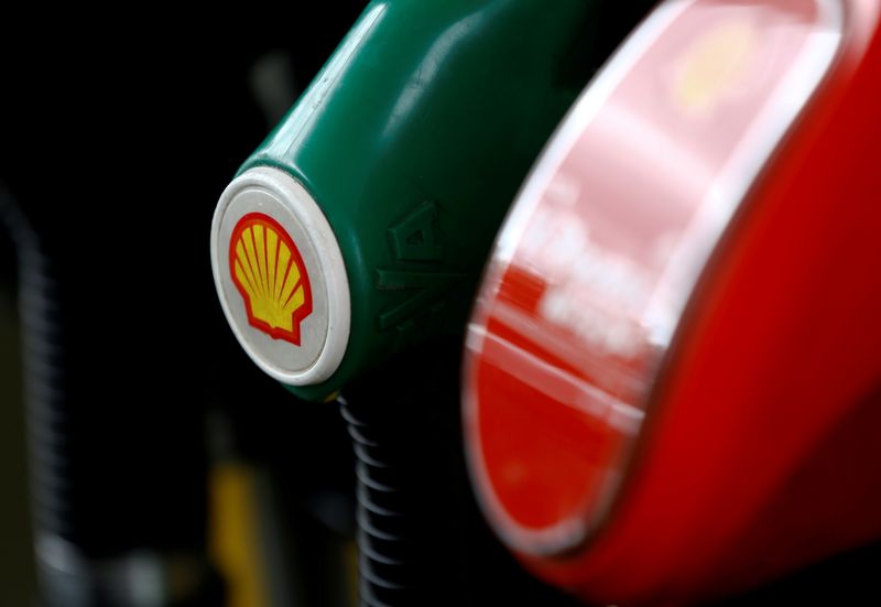 FILE PHOTO: A Shell logo is seen on a fuel