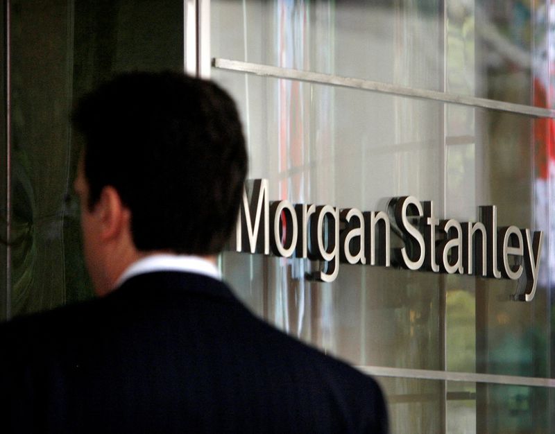 FILE PHOTO: Man walks into the Morgan Stanley building in