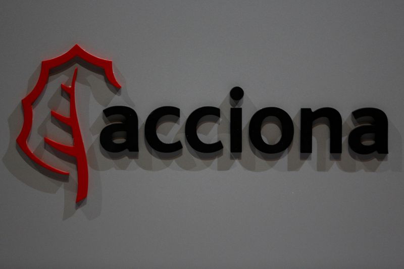The logo of Spanish energy, construction and services conglomerate Acciona,