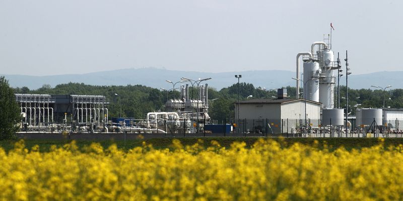 Austria’s largest natural gas import and distribution station is pictured