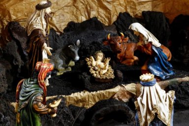 Christmas nativity scene created by workers from the National Geographic