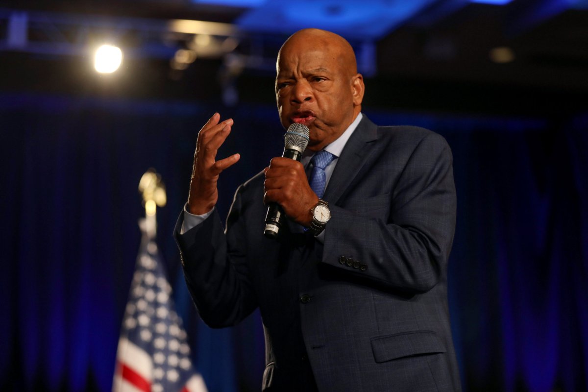 U.S. Representative John Lewis speaks to the crowd at the