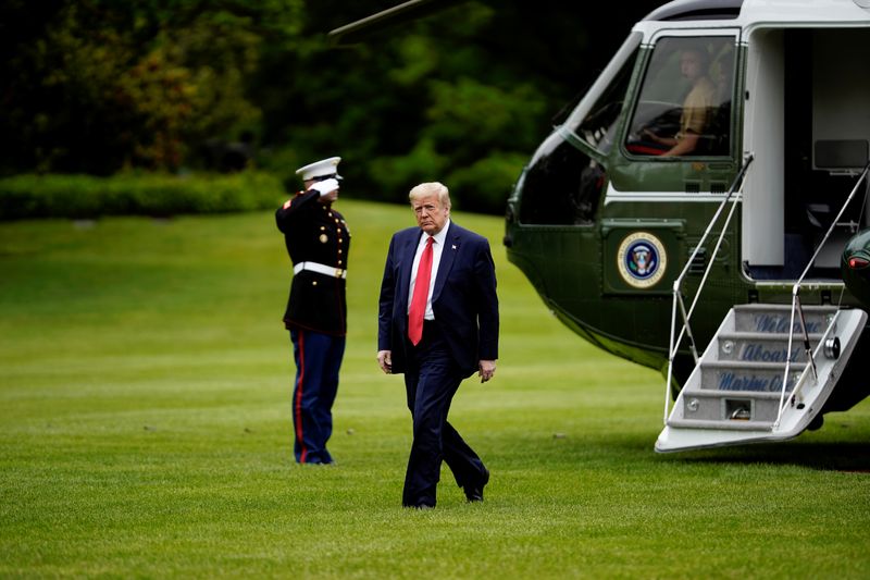 U.S. President Donald Trump arrives from Camp David to the