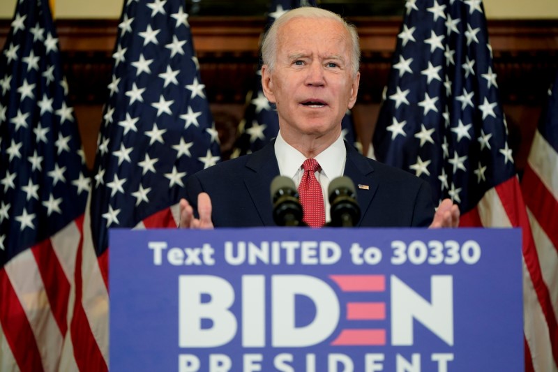 FILE PHOTO:  Democratic U.S. presidential candidate Joe Biden speaks