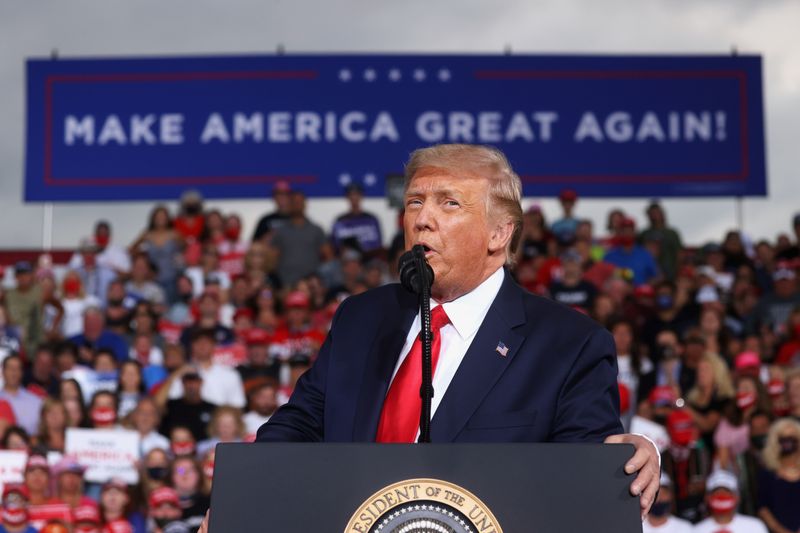 U.S. President Donald Trump holds a campaign event at Smith