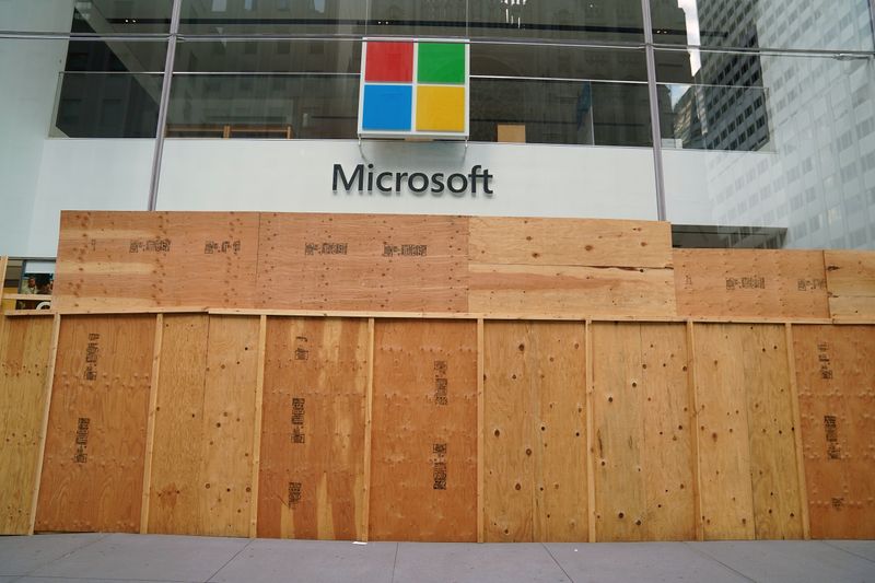 The Microsoft store is pictured in the Manhattan borough of
