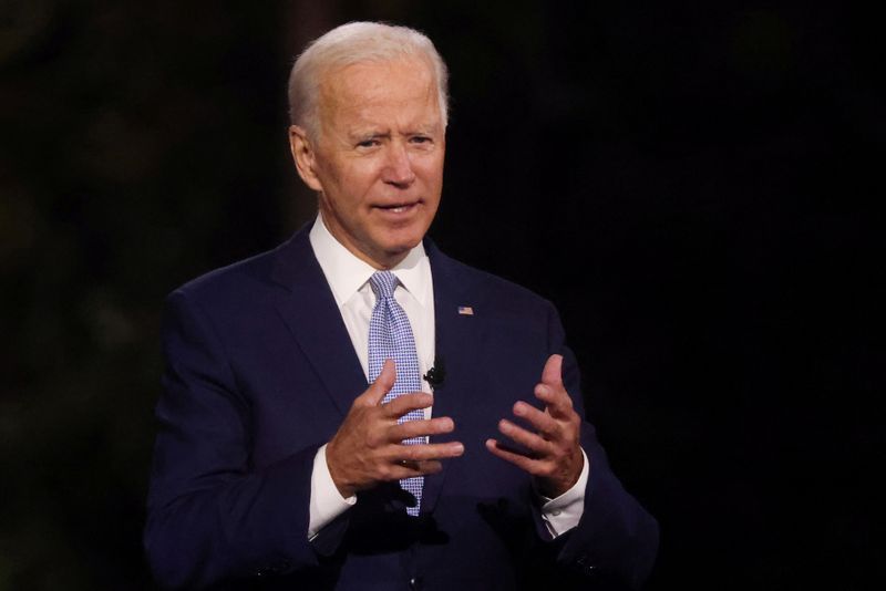 Democratic U.S. presidential nominee Biden takes part in an outdoor