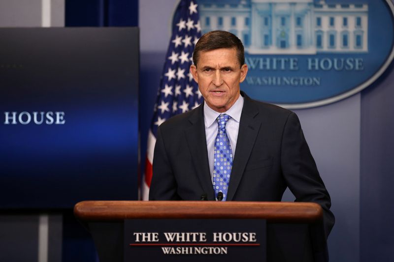 FILE PHOTO: National security adviser General Michael Flynn delivers a