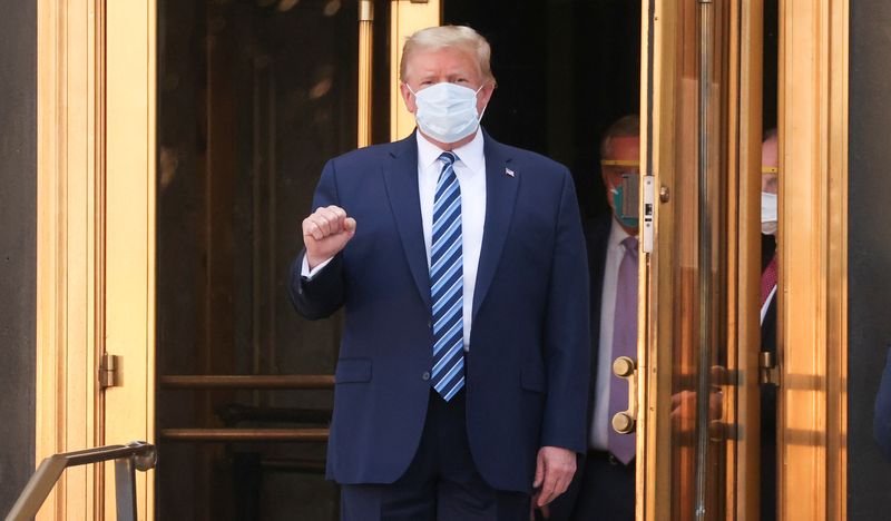 U.S. President Donald Trump departs Walter Reed National Military Medical
