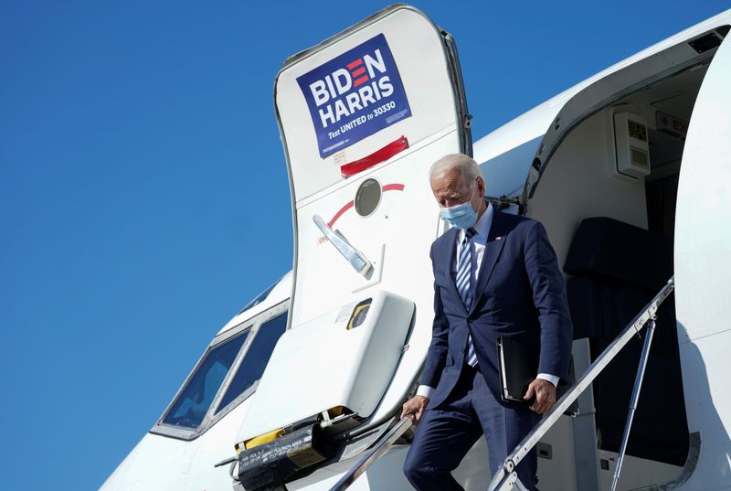 Democratic U.S. presidential nominee Joe Biden arrives in n Hagerstown,