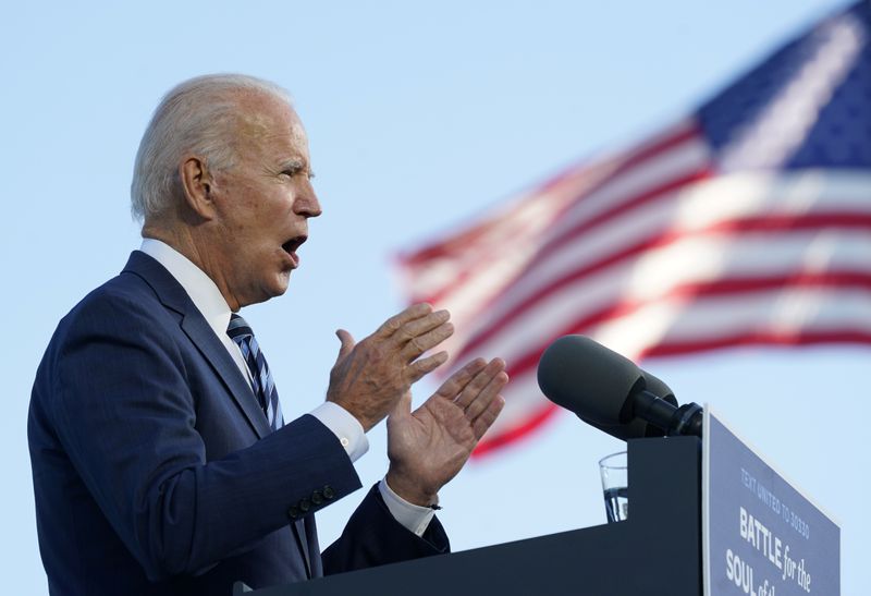 Democratic U.S. presidential nominee Joe Biden campaigns in Gettysburg, Pennsylvania