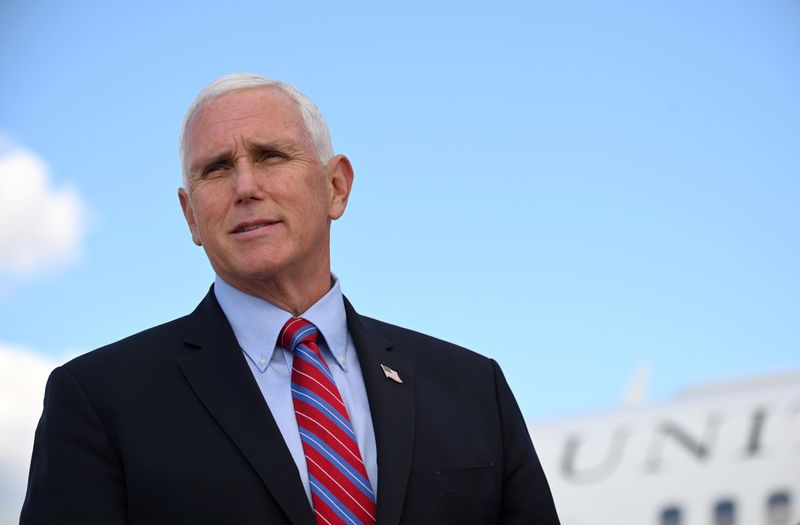 FILE PHOTO: U.S. Vice President Mike Pence departs for travel