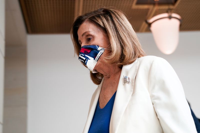 U.S. House Speaker Pelosi departs a news conference at the