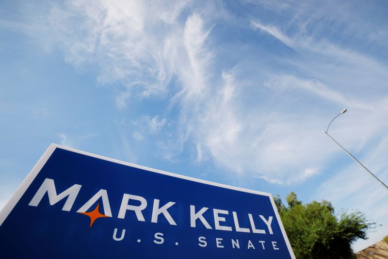 FILE PHOTO: A sign for Democratic Senate candidate Mark Kelly