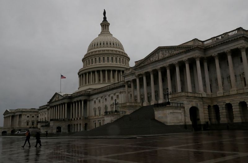 Rain falls on the U.S. Capitol building in Washington, U.S.