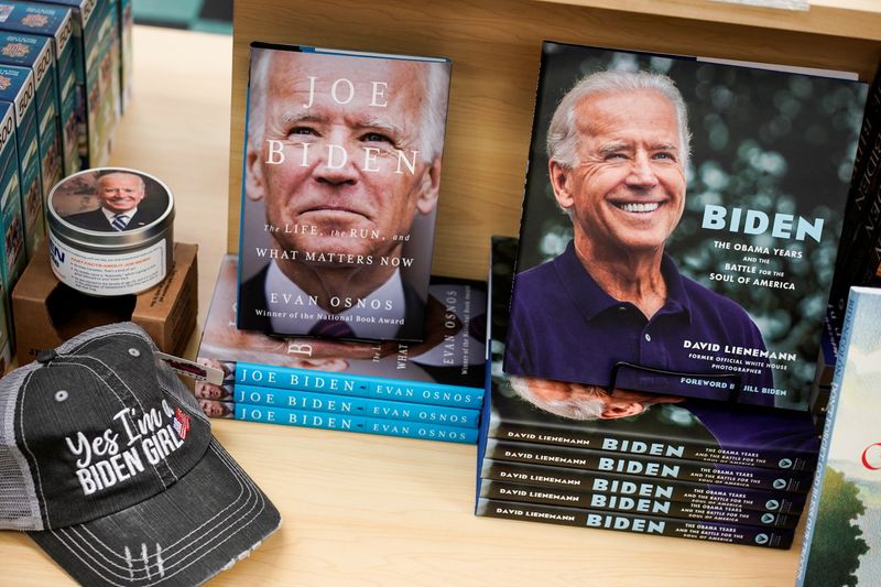 Merchandise with the image of President-elect Joe Biden is shown