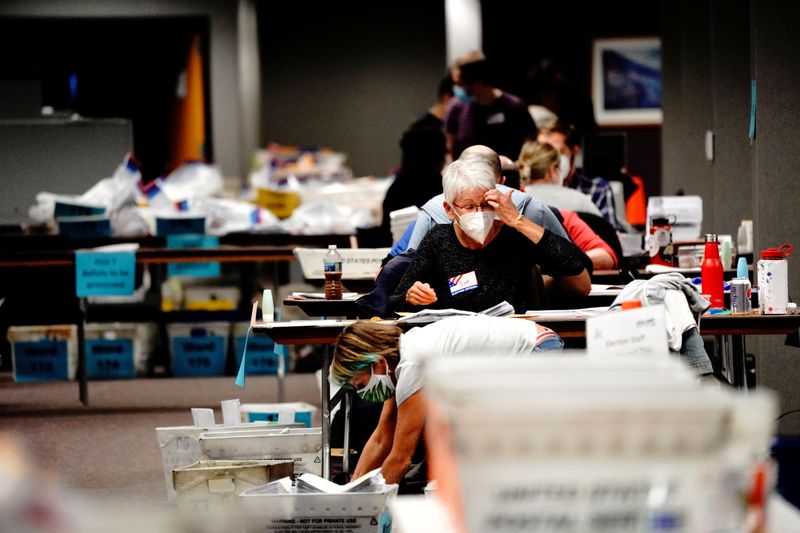 Counting absentee ballots at Milwaukee Central Count