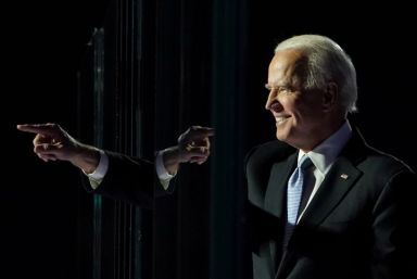 FILE PHOTO: Democratic 2020 U.S. presidential nominee Joe Biden points