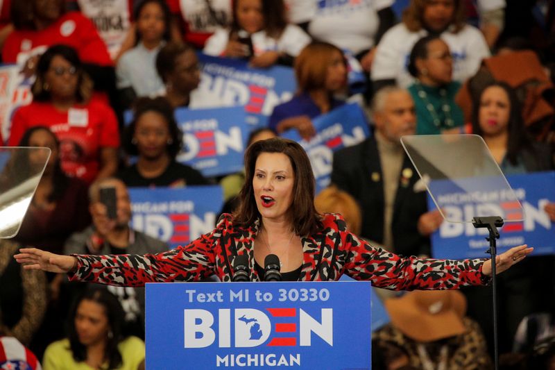 Michigan Governor Gretchen Whitmer speaks during a campaign event for