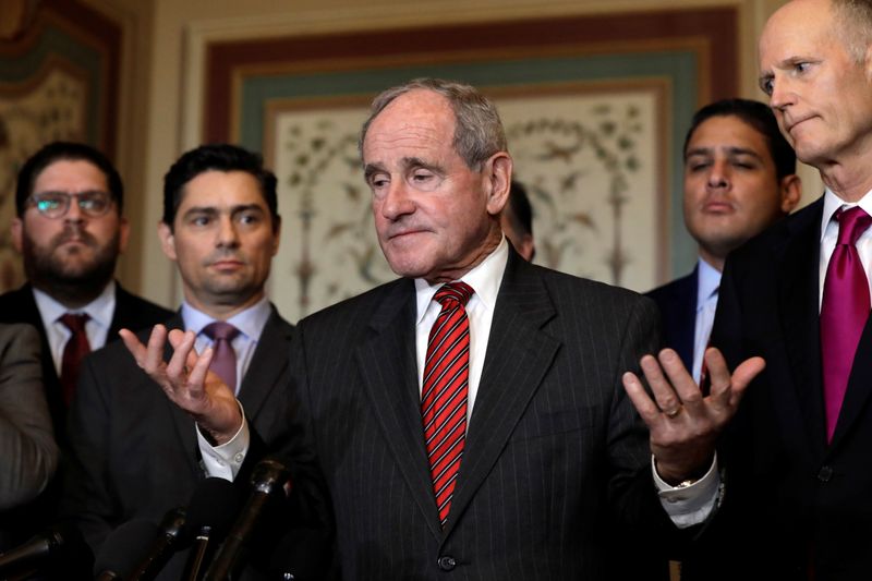 Senate Foreign Relations Committee chairman Jim Risch talks to the