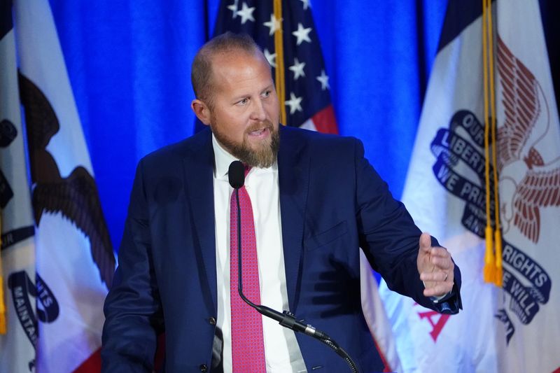 Brad Parscale speaks at a press conference in Des Moines