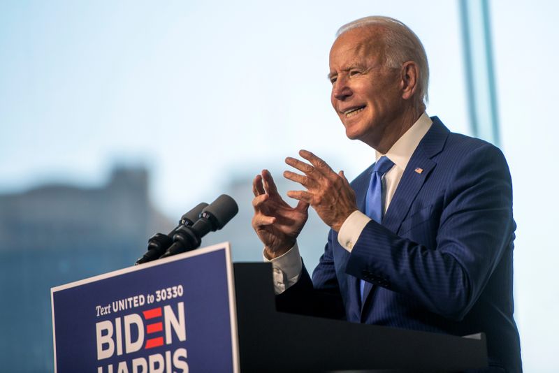 Democratic U.S. presidential nominee Biden delivers remarks in Philadelphia, Pennsylvania