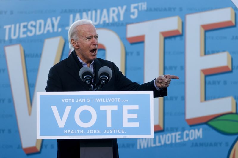 U.S. President-elect Biden campaigns for Democratic U.S. Senate candidates Ossoff