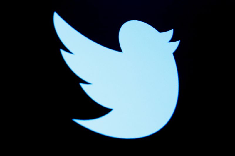 FILE PHOTO: The Twitter logo is displayed on a screen