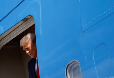 FILE PHOTO: U.S. President Donald Trump arrives at Palm Beach