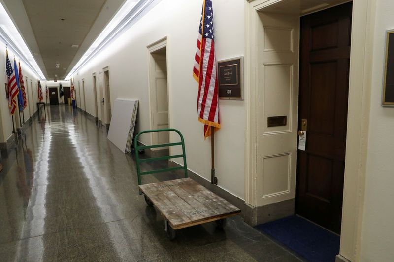 A cart sits outside of the office of U.S. Rep.