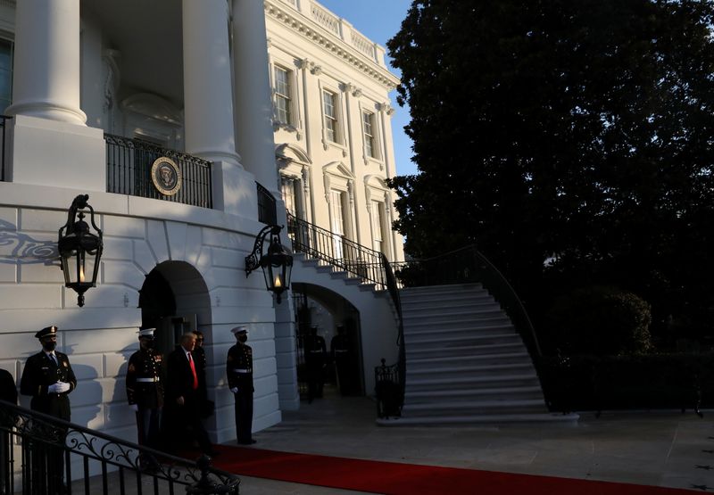 FILE PHOTO: U.S. President Trump departs the White House