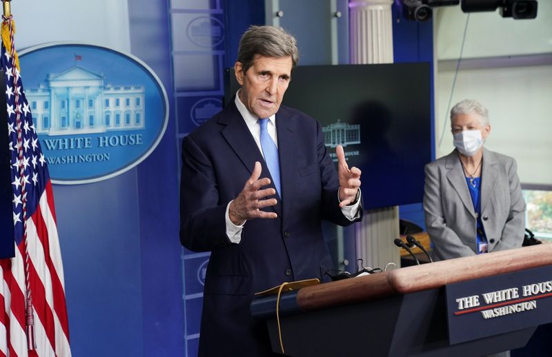 FILE PHOTO: Kerry speaks about the climate at the White