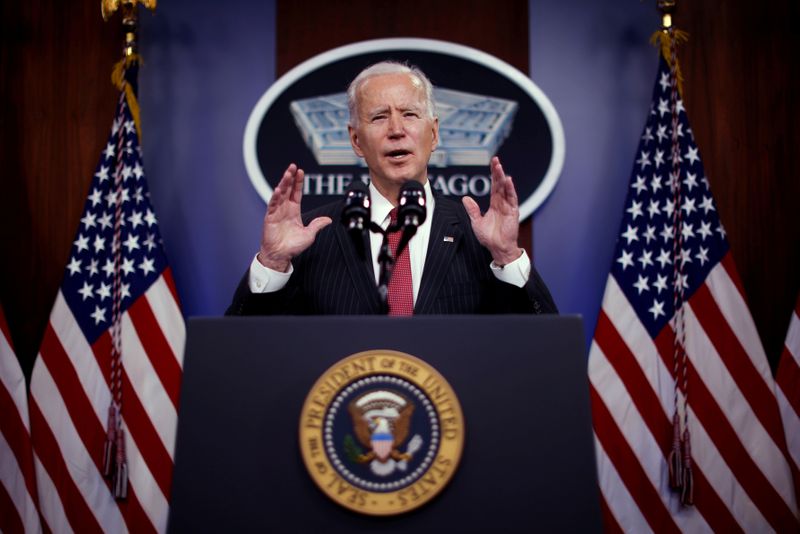 FILE PHOTO: U.S. President Joe Biden visits the Pentagon in
