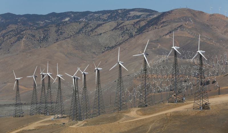 FILE PHOTO: A wind farm, part of the Tehachapi Pass
