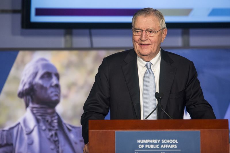 Former Vice President Walter Mondale speaks at an event held