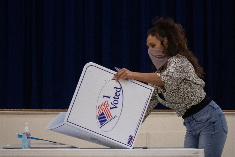 FILE PHOTO: Presidio County election judge folds booth after voting