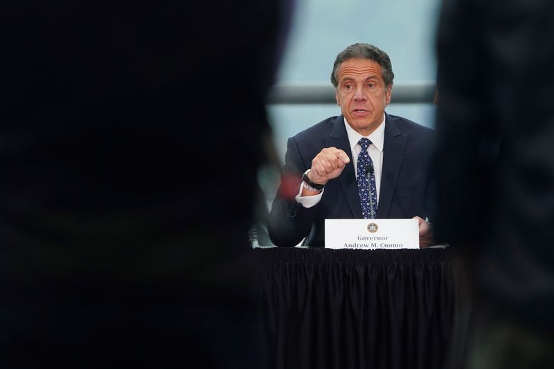 FILE PHOTO: New York Governor Andrew Cuomo gives a press