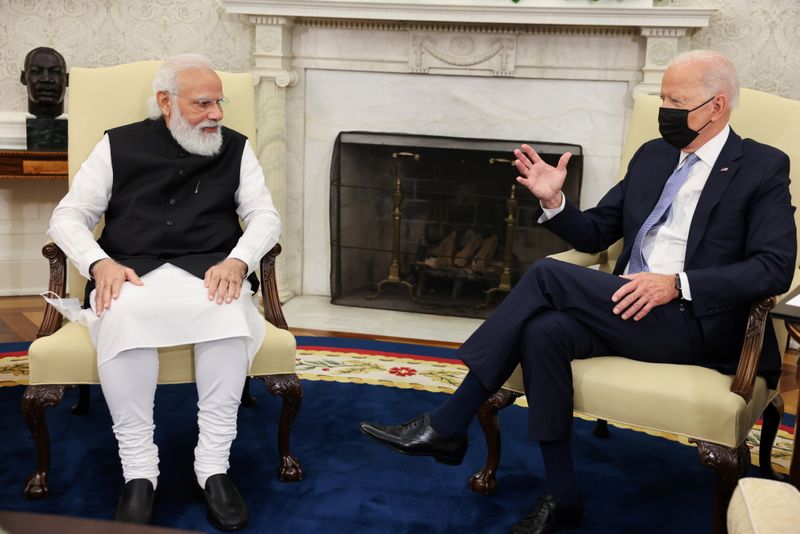 U.S. President Joe Biden meets with Indian Prime Minister Narendra