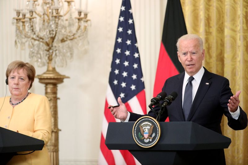FILE PHOTO: U.S. President Joe Biden and German Chancellor Angela