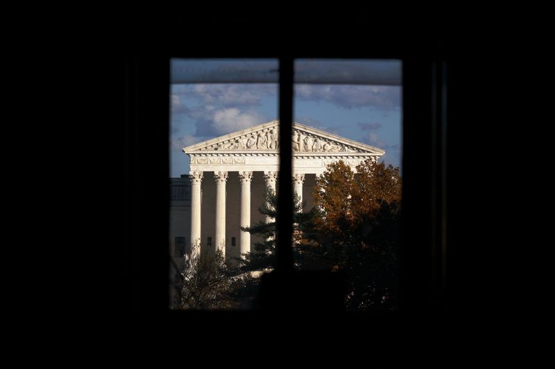 FILE PHOTO: The U.S. Supreme Court building is seen behind