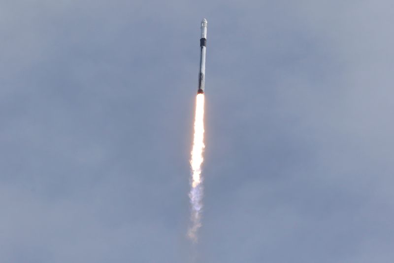 FILE PHOTO: A SpaceX Falcon 9 rocket, carrying the Crew