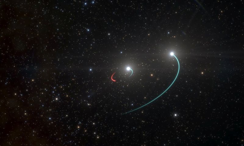 Artist’s impression depicts the orbits of the two stars and