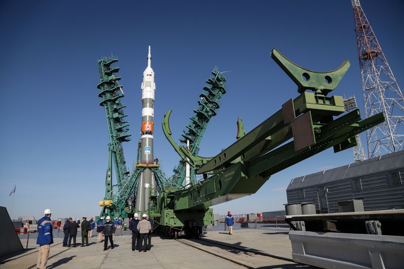 FILE PHOTO: The Soyuz-2.1a carrier rocket with the Soyuz MS-17