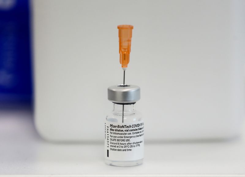 FILE PHOTO: A vial of the Pfizer-BioNTech coronavirus disease (COVID-19)