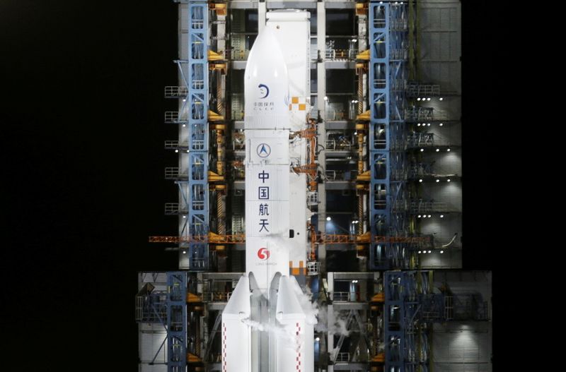 FILE PHOTO: The Long March-5 Y5 rocket, carrying the Chang’e-5