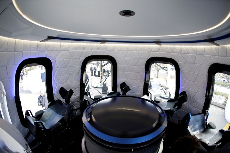 FILE PHOTO: An interior view of the Blue Origin Crew