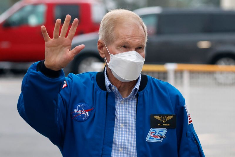 FILE PHOTO: NASA Administrator Bill Nelson waves on arrival to