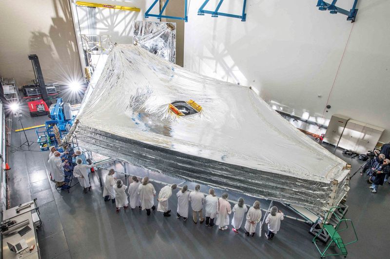 FILE PHOTO: Sunshield for NASA’s James Webb Space Telescope expanded