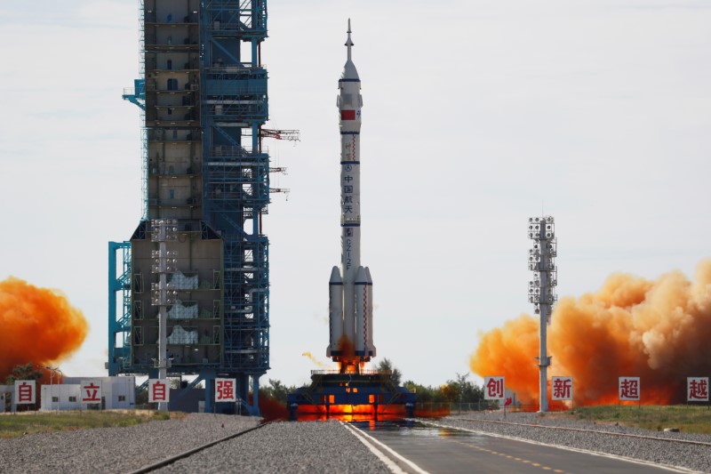 Rocket carrying the Shenzhou-12 spacecraft and three astronauts takes off