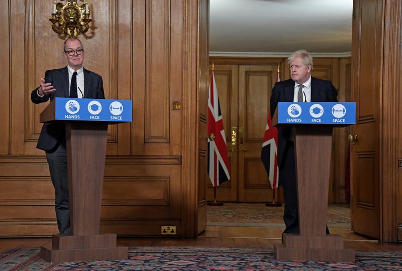 Britain’s Prime Minister Boris Johnson speaks during a press conference